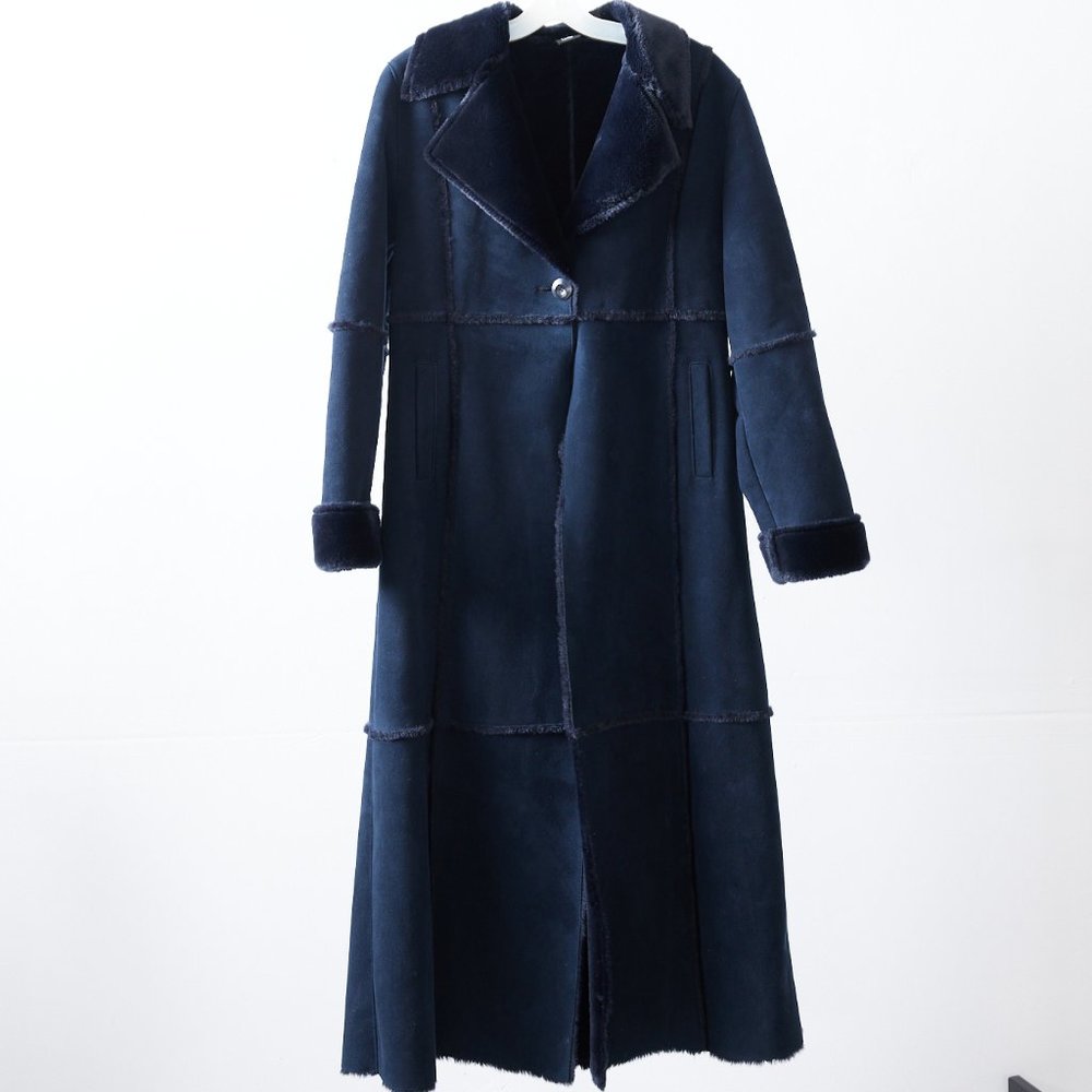 Be faux shearling empire waist coat black
